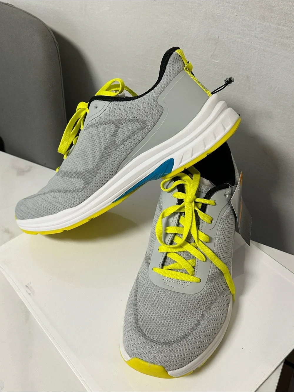 Avia Gray Athletic Sneakers with Neon Yellow Laces